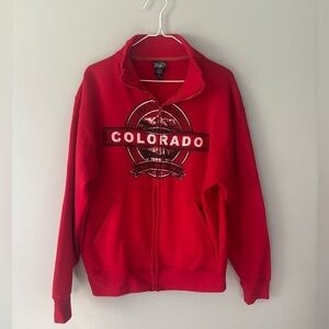 Salt Creek Apparel Red Jacket With Colorado Graphic Size Large. Full Zip.